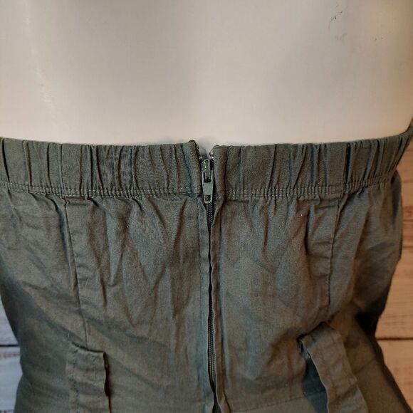 Womans Le Chateau Military Green Collared, Sleeveless Dress - Picture 10 of 12